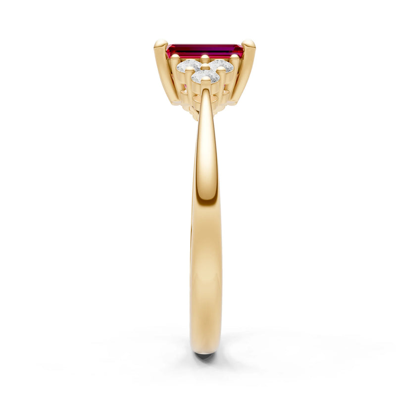 Ruby Antique Inspired Design Engagement Ring - Emerald