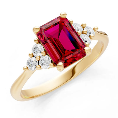 Ruby Antique Inspired Design Engagement Ring - Emerald