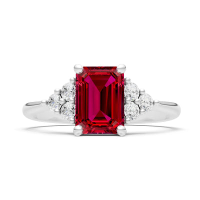 Ruby Antique Inspired Design Engagement Ring - Emerald