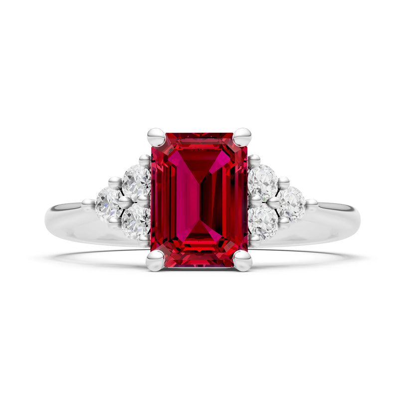 Ruby Antique Inspired Design Engagement Ring - Emerald