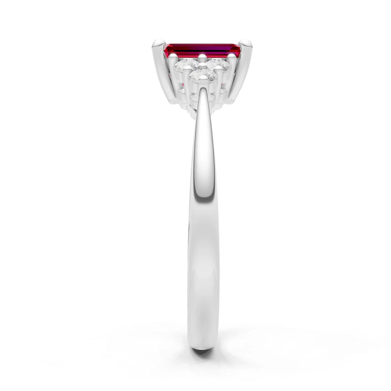 Ruby Antique Inspired Design Engagement Ring - Emerald