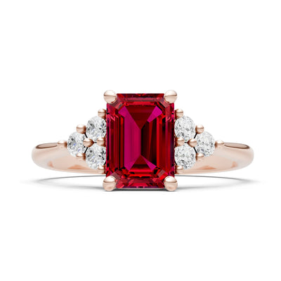 Ruby Antique Inspired Design Engagement Ring - Emerald