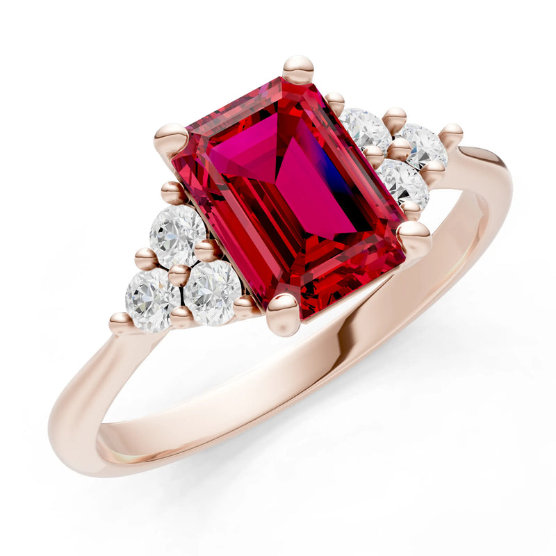 Ruby Antique Inspired Design Engagement Ring - Emerald