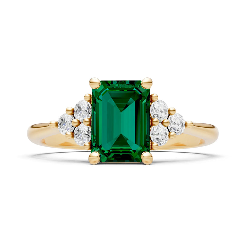 Emerald Antique Inspired Design Engagement Ring - Emerald