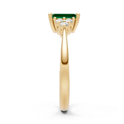 Emerald Antique Inspired Design Engagement Ring - Emerald