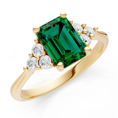 Emerald Antique Inspired Design Engagement Ring - Emerald