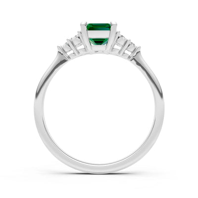 Emerald Antique Inspired Design Engagement Ring - Emerald