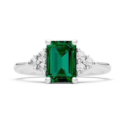 Emerald Antique Inspired Design Engagement Ring - Emerald