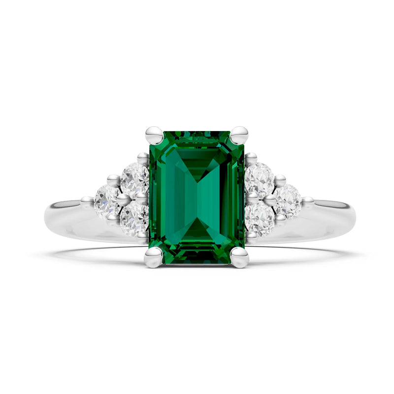 Emerald Antique Inspired Design Engagement Ring - Emerald
