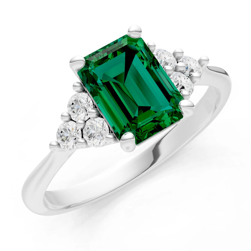 Emerald Antique Inspired Design Engagement Ring - Emerald