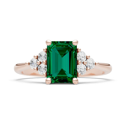 Emerald Antique Inspired Design Engagement Ring - Emerald
