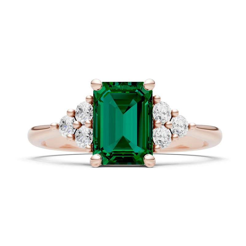Emerald Antique Inspired Design Engagement Ring - Emerald