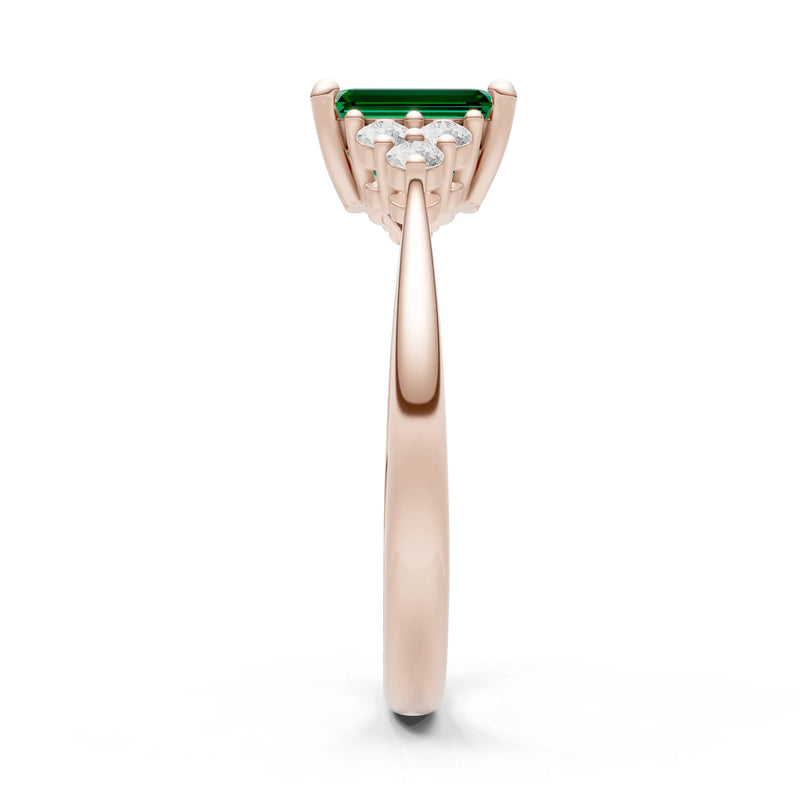 Emerald Antique Inspired Design Engagement Ring - Emerald