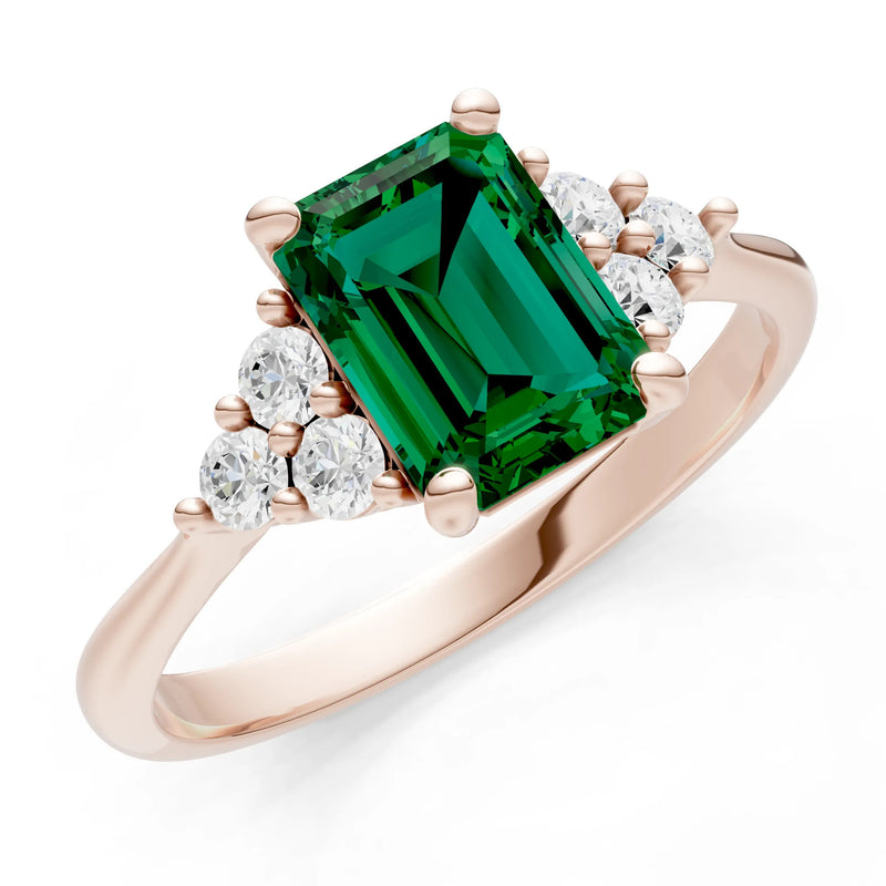 Emerald Antique Inspired Design Engagement Ring - Emerald