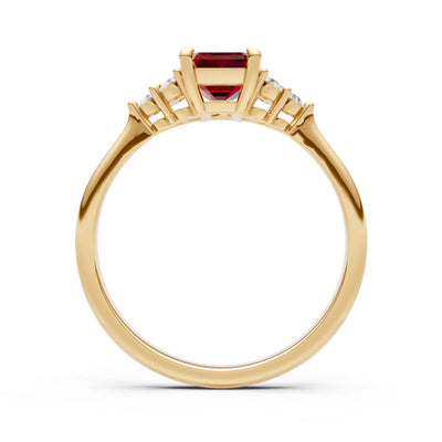 Garnet Antique Inspired Design Engagement Ring - Emerald