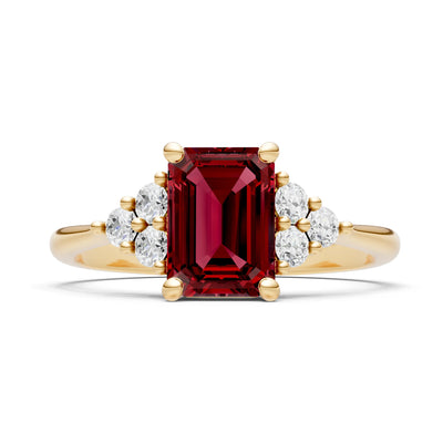 Garnet Antique Inspired Design Engagement Ring - Emerald
