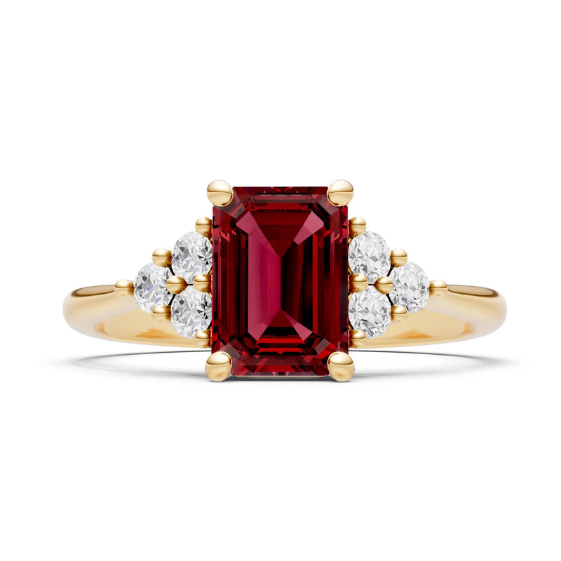 Garnet Antique Inspired Design Engagement Ring - Emerald