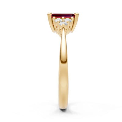 Garnet Antique Inspired Design Engagement Ring - Emerald