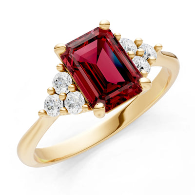 Garnet Antique Inspired Design Engagement Ring - Emerald