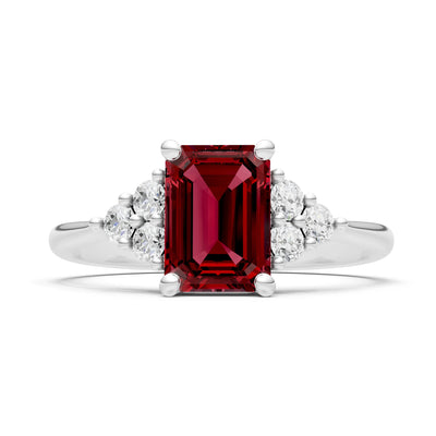 Garnet Antique Inspired Design Engagement Ring - Emerald