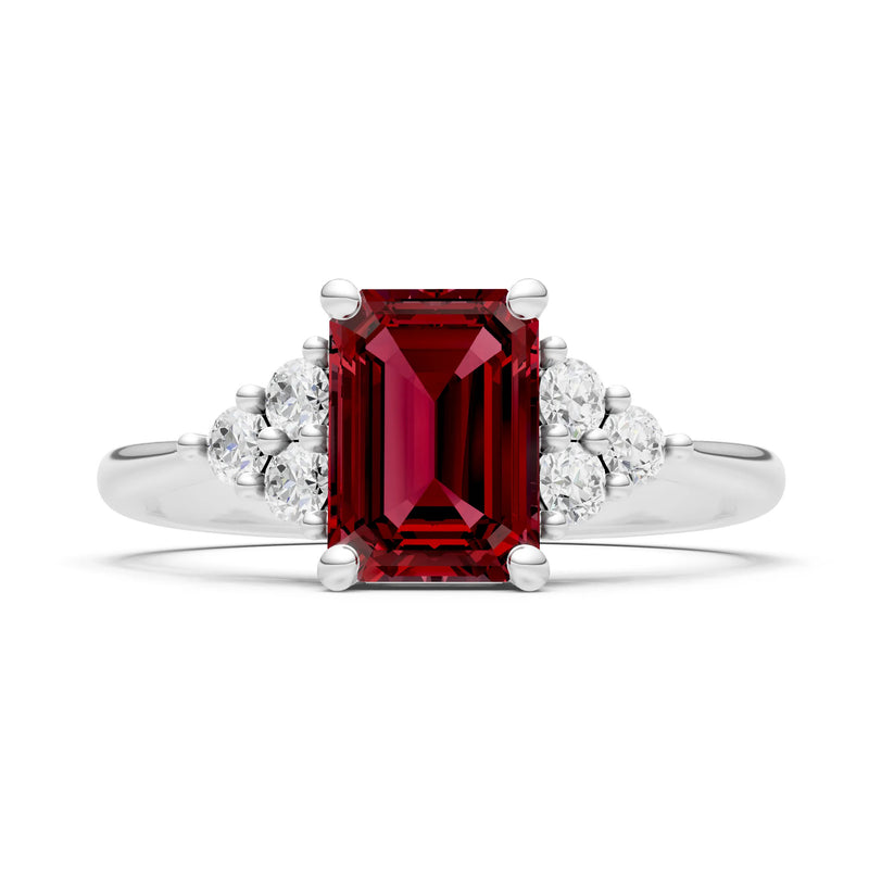 Garnet Antique Inspired Design Engagement Ring - Emerald