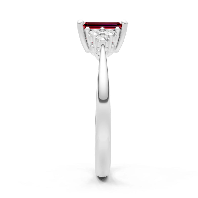 Garnet Antique Inspired Design Engagement Ring - Emerald