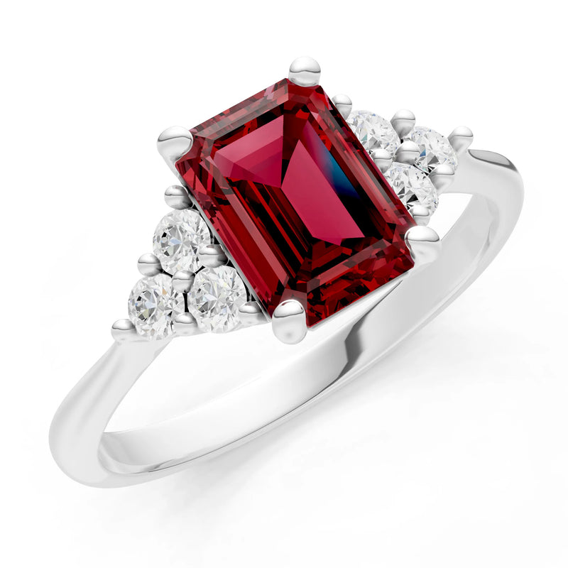Garnet Antique Inspired Design Engagement Ring - Emerald
