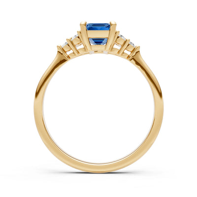 London Blue Topaz Antique Inspired Design Engagement Ring - Emerald