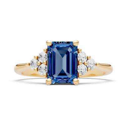 London Blue Topaz Antique Inspired Design Engagement Ring - Emerald