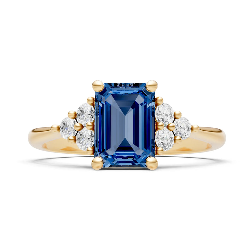 London Blue Topaz Antique Inspired Design Engagement Ring - Emerald