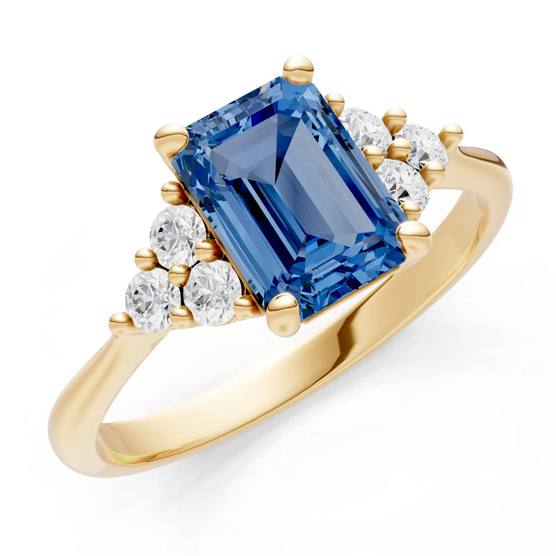 London Blue Topaz Antique Inspired Design Engagement Ring - Emerald