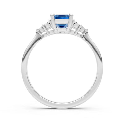 London Blue Topaz Antique Inspired Design Engagement Ring - Emerald