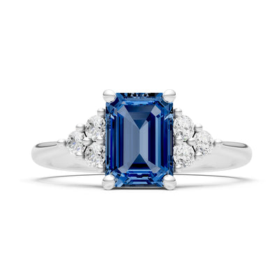London Blue Topaz Antique Inspired Design Engagement Ring - Emerald