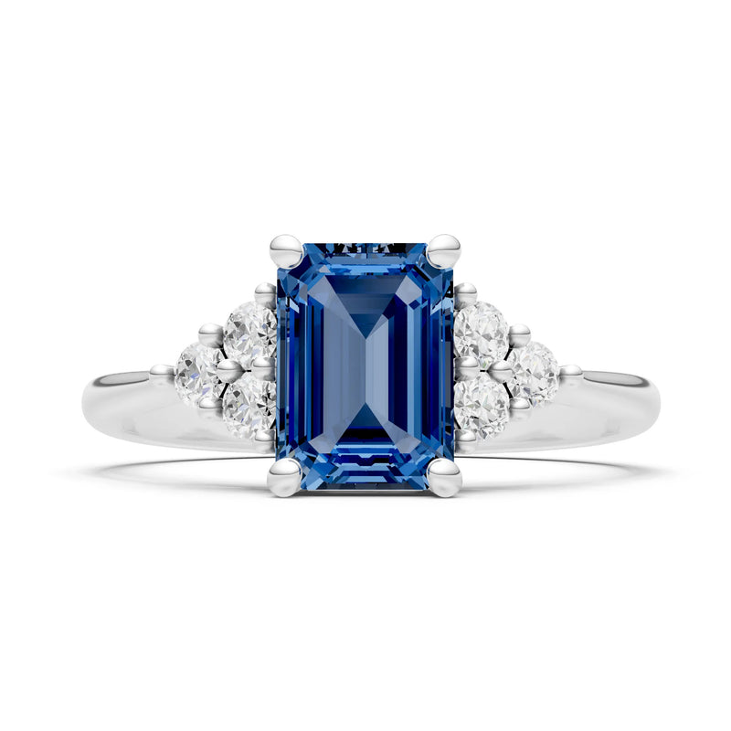 London Blue Topaz Antique Inspired Design Engagement Ring - Emerald