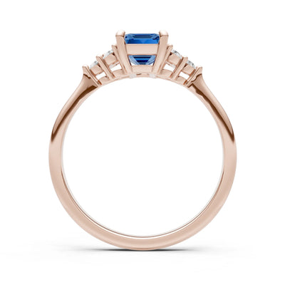London Blue Topaz Antique Inspired Design Engagement Ring - Emerald