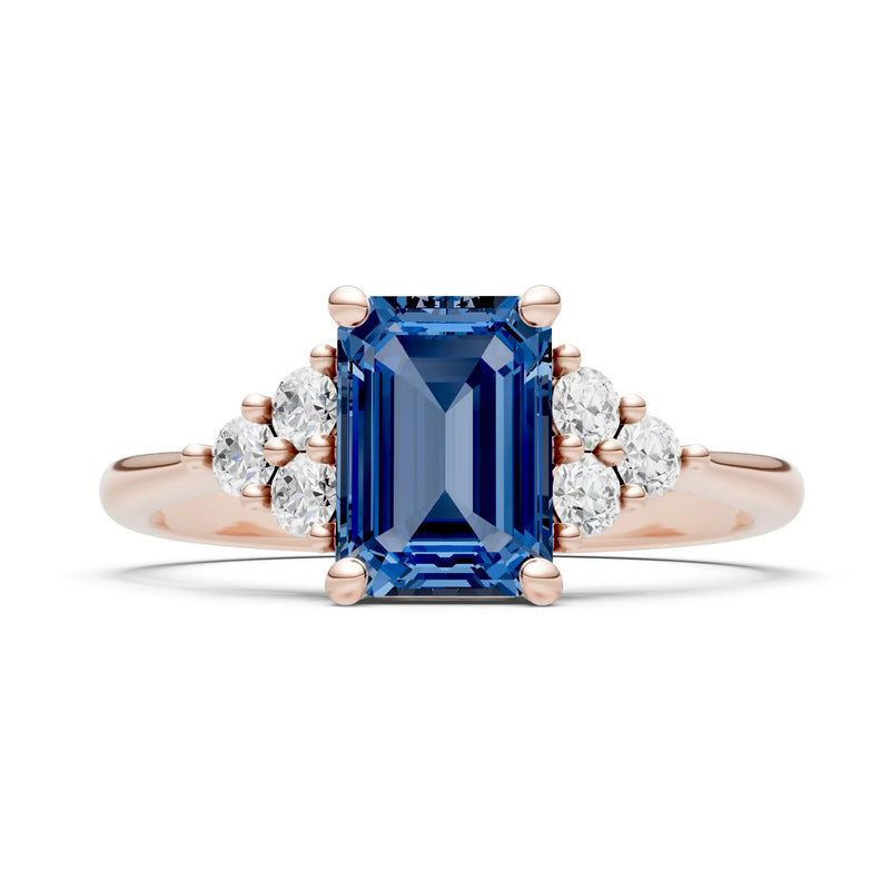 London Blue Topaz Antique Inspired Design Engagement Ring - Emerald