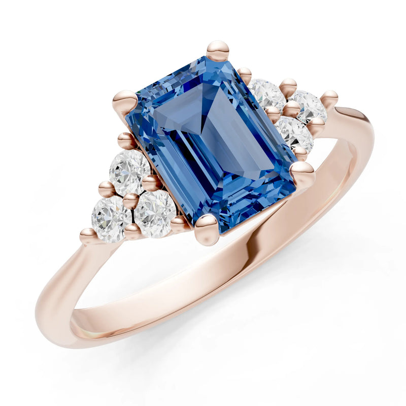 London Blue Topaz Antique Inspired Design Engagement Ring - Emerald