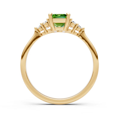 Peridot Antique Inspired Design Engagement Ring - Emerald