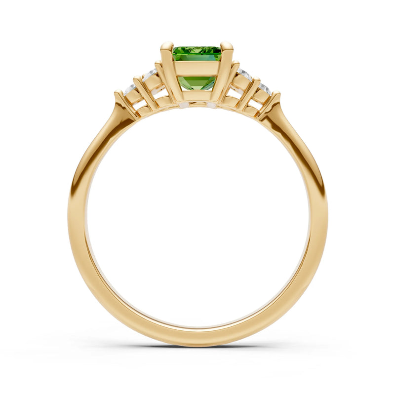 Peridot Antique Inspired Design Engagement Ring - Emerald
