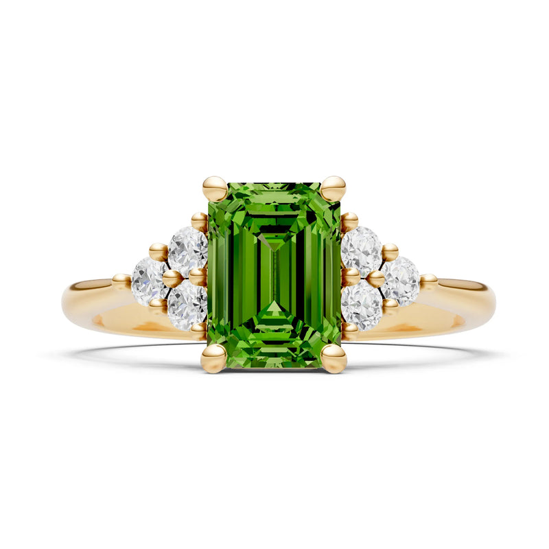 Peridot Antique Inspired Design Engagement Ring - Emerald
