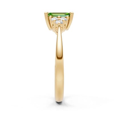 Peridot Antique Inspired Design Engagement Ring - Emerald
