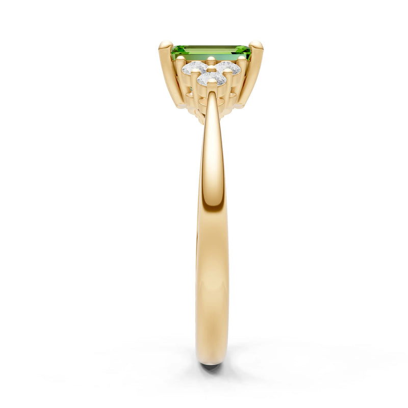 Peridot Antique Inspired Design Engagement Ring - Emerald