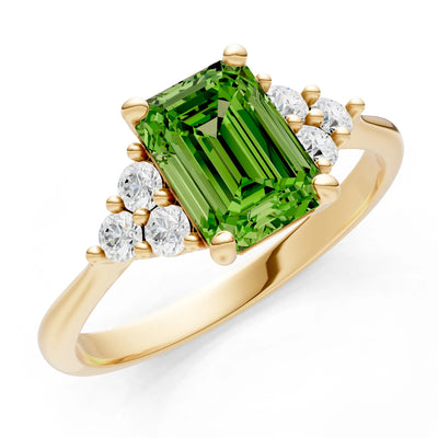 Peridot Antique Inspired Design Engagement Ring - Emerald