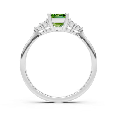 Peridot Antique Inspired Design Engagement Ring - Emerald