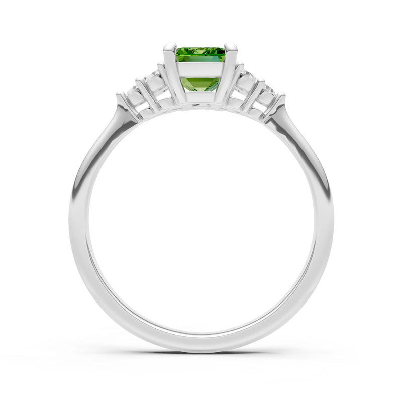 Peridot Antique Inspired Design Engagement Ring - Emerald