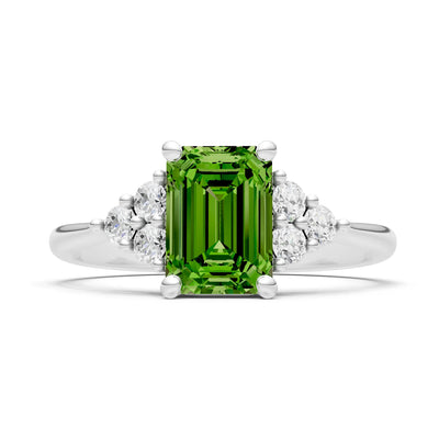 Peridot Antique Inspired Design Engagement Ring - Emerald