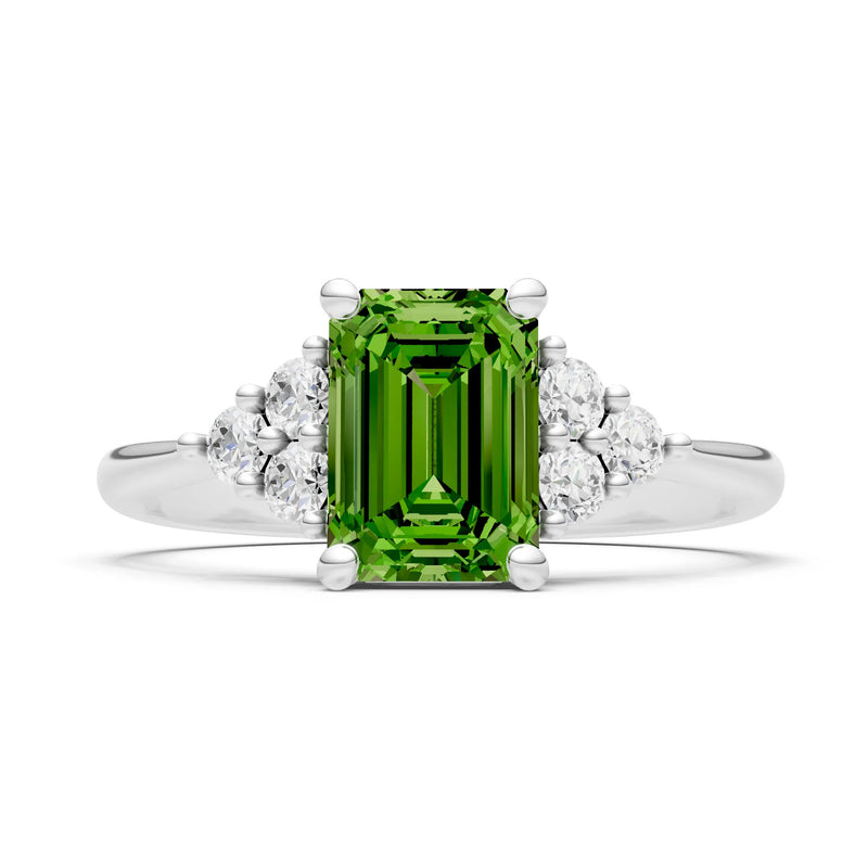 Peridot Antique Inspired Design Engagement Ring - Emerald