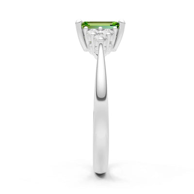 Peridot Antique Inspired Design Engagement Ring - Emerald