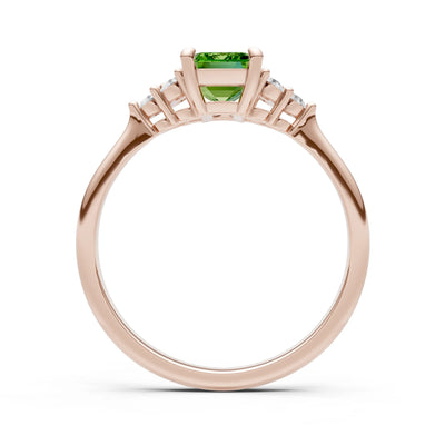 Peridot Antique Inspired Design Engagement Ring - Emerald
