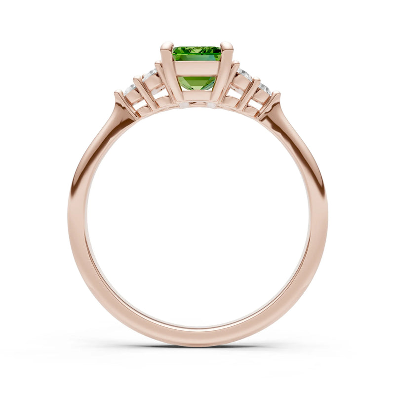 Peridot Antique Inspired Design Engagement Ring - Emerald